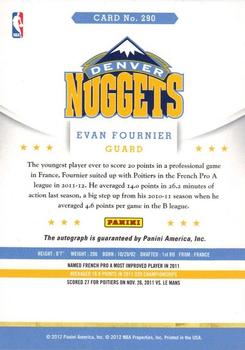 2012-13 Hoops - Autographs #290 Evan Fournier Back