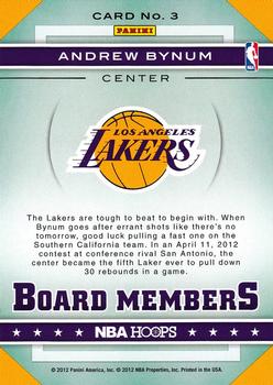 2012-13 Hoops - Board Members #3 Andrew Bynum Back