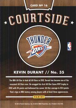 2012-13 Hoops - Courtside #16 Kevin Durant Back