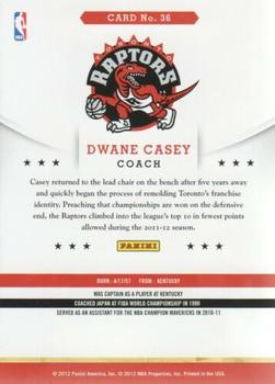 2012-13 Hoops - Glossy #36 Dwane Casey Back