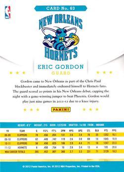 2012-13 Hoops - Glossy #63 Eric Gordon Back