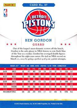 2012-13 Hoops - Glossy #87 Ben Gordon Back