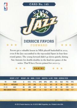 2012-13 Hoops - Glossy #145 Derrick Favors Back