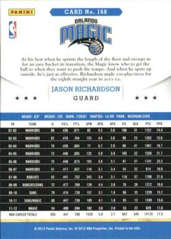 2012-13 Hoops - Glossy #168 Jason Richardson Back