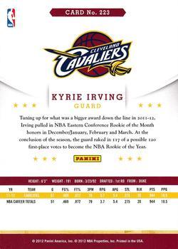 2012-13 Hoops - Glossy #223 Kyrie Irving Back