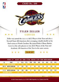 2012-13 Hoops - Glossy #289 Tyler Zeller Back