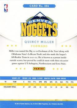 2012-13 Hoops - Glossy #294 Quincy Miller Back