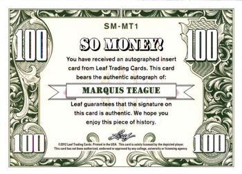 2012-13 Leaf Signature Series - So Money! Gold #SM-MT1 Marquis Teague Back