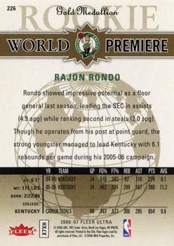 2006-07 Ultra - Gold Medallion #226 Rajon Rondo Back