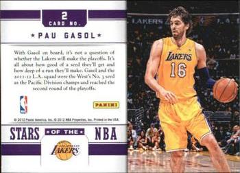 2012-13 Panini Prestige - Stars of the NBA #2 Pau Gasol Back