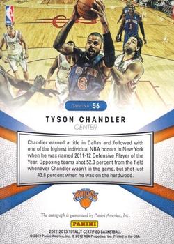 2012-13 Panini Totally Certified - Totally Gold Signatures #56 Tyson Chandler Back