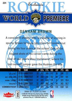 2006-07 Ultra - Target Exclusive World Premiere #231 Denham Brown Back