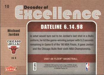 2007-08 Fleer - Decades of Excellence #10 Michael Jordan Back