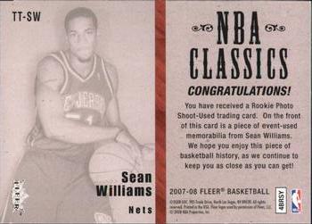 2007-08 Fleer - NBA Classics #TT-SW Sean Williams Back