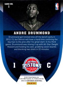 2012-13 Panini Contenders - Rookie Of The Year Contenders #1 Andre Drummond Back