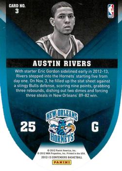 2012-13 Panini Contenders - Rookie Of The Year Contenders #3 Austin Rivers Back