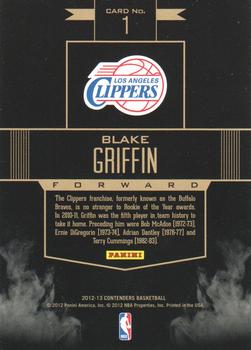 2012-13 Panini Contenders - Rookie Remembrance #1 Blake Griffin Back