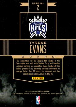 2012-13 Panini Contenders - Rookie Remembrance #2 Tyreke Evans Back