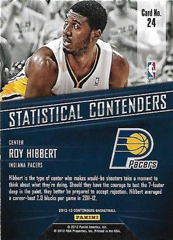 2012-13 Panini Contenders - Statistical Contenders #24 Roy Hibbert Back