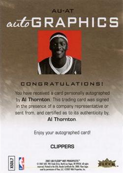 2007-08 Fleer Hot Prospects - Autographics #AU-AT Al Thornton Back