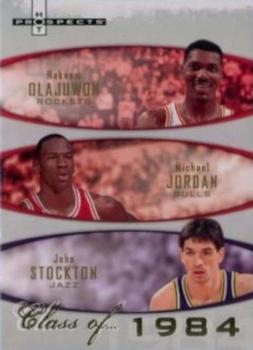 2007-08 Fleer Hot Prospects - Class of... #1984 Hakeem Olajuwon / Michael Jordan / John Stockton Front