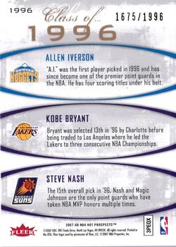 2007-08 Fleer Hot Prospects - Class of... #1996 Allen Iverson / Kobe Bryant / Steve Nash Back