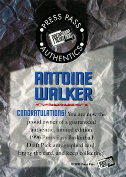 1996 Press Pass - Autographs #NNO Antoine Walker Back