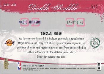 2007-08 Fleer Hot Prospects - Double Scribble Red #DS-JB Magic Johnson / Larry Bird Back