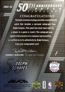 2007-08 UD Black - 50th Anniversary Autographs #50AU-DS Dolph Schayes Back