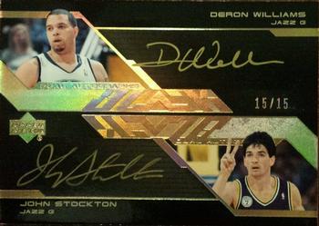 2007-08 UD Black - Autographs Dual Gold #DAU-WS Deron Williams / John Stockton Front
