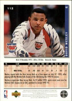 1994-95 Collector's Choice French #112 David Wesley Back