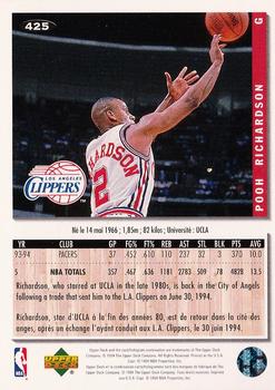 1994-95 Collector's Choice French #425 Pooh Richardson Back