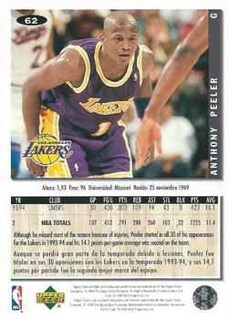 1994-95 Collector's Choice Spanish #62 Anthony Peeler Back
