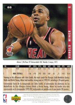 1994-95 Collector's Choice Spanish #88 Harold Miner Back