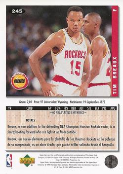 1994-95 Collector's Choice Spanish #245 Tim Breaux Back
