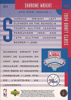 1994-95 Collector's Choice French - Gold Signature #411 Sharone Wright Back
