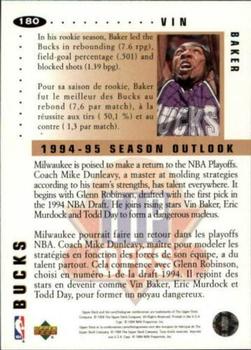 1994-95 Collector's Choice French - Gold Signature #180 Vin Baker Back