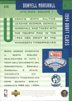 1994-95 Collector's Choice Italian - Gold Signature #410 Donyell Marshall Back