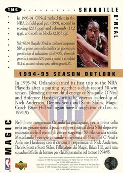 1994-95 Collector's Choice Italian - Gold Signature #184 Shaquille O'Neal Back