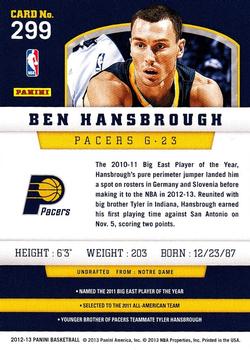 2012-13 Panini #299 Ben Hansbrough Back