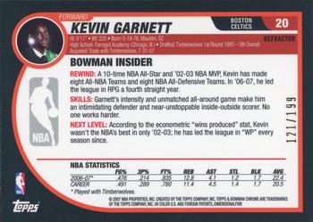 2007-08 Bowman - Chrome Black Refractor #20 Kevin Garnett Back