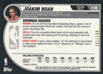 2007-08 Bowman - Chrome Black Refractor #116 Joakim Noah Back