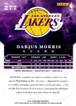 2012-13 Panini Brilliance #277 Darius Morris Back