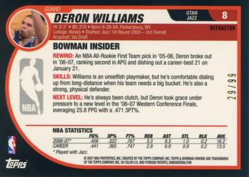 2007-08 Bowman - Chrome Gold Refractor #8 Deron Williams Back