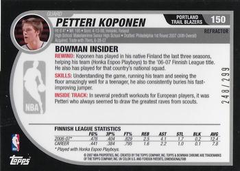 2007-08 Bowman - Chrome Refractor #150 Petteri Koponen Back