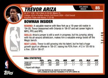 2007-08 Bowman - Gold #85 Trevor Ariza Back