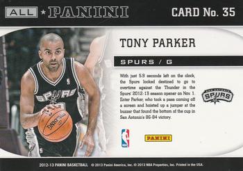 2012-13 Panini - All-Panini #35 Tony Parker Back