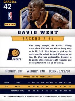 2012-13 Panini - Gold Knight #42 David West Back