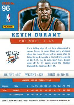2012-13 Panini - Gold Knight #96 Kevin Durant Back