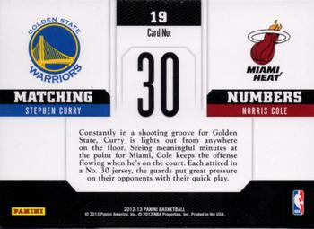 2012-13 Panini - Matching Numbers #19 Norris Cole / Stephen Curry Back